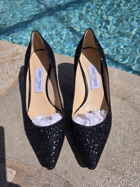 Jimmy Choo Shoes - Jimmy Choo Black Glitter Pumps EU 39 US 8.5 Wedding Prom Graduation Heels